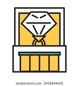 A simple line drawing illustration of a jewelry store.