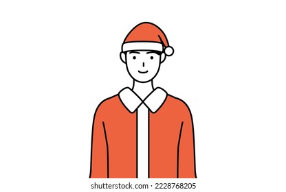 Simple line drawing illustration of a man dressed as Santa Claus.