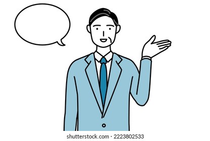Simple ilustración de línea de un empresario de alto rango, ejecutivos, gerentes y presidentes dando direcciones, con una ausencia.
