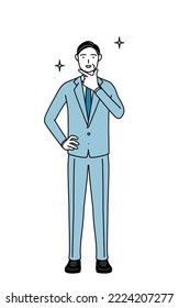 Simple line drawing illustration of a Senior businessmen, executives, managers and presidents in a confident pose.