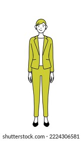 Einfache Zeichnung Illustration von Senior Frau im Anzug, weibliche Geschäftsführerin, Karrierefrau.