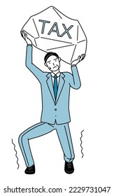 Ilustración de líneas simples de un empresario, ejecutivo, gerente y presidente de alto nivel que sufre de aumentos de impuestos