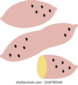 simple line drawing illustration set of sweet potatoes