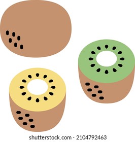 simple line drawing illustration set of kiwi fruits