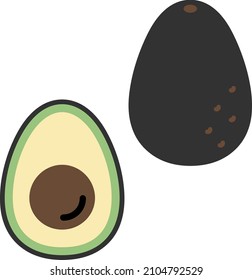 simple line drawing illustration set of kiwi fruits