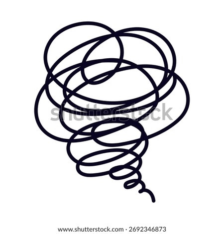 A simple line drawing illustration that expresses the feeling of being confused and worried in your head.