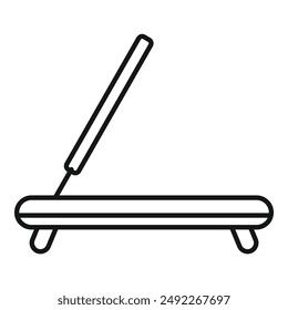 Simple line drawing of an incense stick placed in a holder, on white background