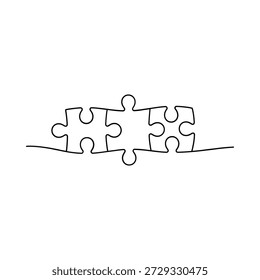 Desenho De Linha Simples Das Peças De Quebra-Cabeças De Encravamento Conceito De Conexão