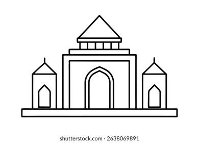 Simple line drawing of an islamic building