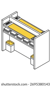 Ilustración isométrica simple del dibujo de la línea de una tabla de contabilidad del documento de la cintura-alta, Ilustración vectorial