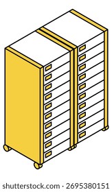 Ilustração isométrica de desenho de linha simples de caso de documento longo, Ilustração de vetor