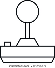 Simple line drawing of a joystick with a base, single button, and vertical stick topped with a round knob.