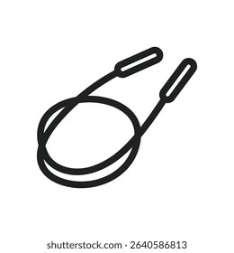 A simple line drawing of a jump rope, coiled and ready for use.  The handles are clearly visible.