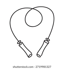 Dibujo de línea simple de una cuerda de salto con asas Ilustración vectorial minimalista