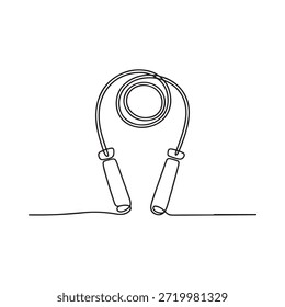 Un simple dibujo de línea de una cuerda de salto con asas de estilo minimalista