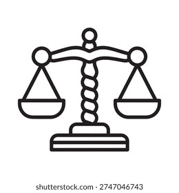 Simple line drawing of a justice scale symbolizing law and fairness