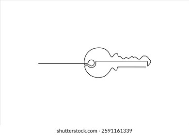 Simple line drawing of a key, symbolizing security, access, and protection