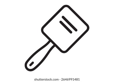 Um simples desenho de linha de uma espátula de cozinha em branco