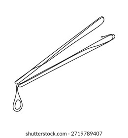 Un dibujo de línea simple de pinzas de cocina con un bucle para colgar