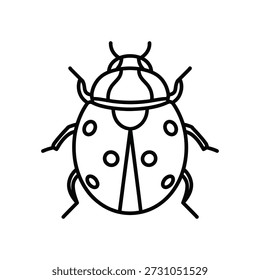 A simple line drawing of a ladybug with spots and antennae on a white background