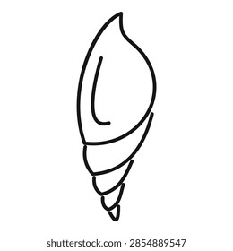 Simple line drawing of a large seashell, a marine gastropod mollusc, on a white background