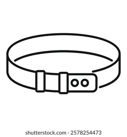 Simple line drawing of a leather belt with a buckle, isolated on a white background