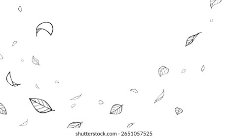Simple line drawing of leaves falling in the air background illustration_painted_16:9