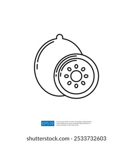 Un simple dibujo de línea de un limón y un limón en rodajas, que ilustra la forma y textura de la fruta.