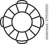Simple line drawing of a life preserver or lifebuoy rescue floatation device