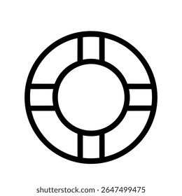 Simple Line Drawing Lifebuoy Ring Summer Nautical Assistance Icon