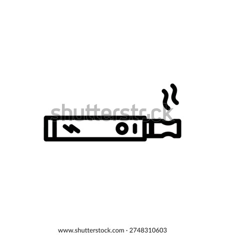 Simple line drawing of a lit cigarette emitting smoke on white
