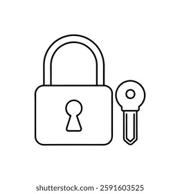 a simple line drawing of a lock and key, commonly used to symbolize security, privacy, or protection