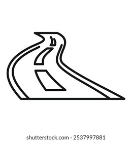 Desenho de linha simples de uma estrada longa e sinuosa que desaparece à distância