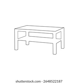 Einfache Linienzeichnung eines niedrigen Couchtisches