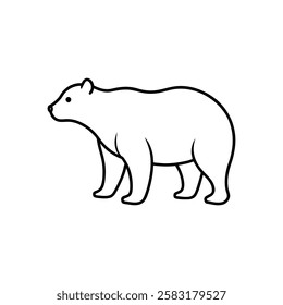 Simple Line Drawing of a Majestic Polar Bear