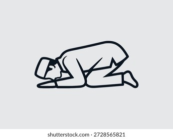 Desenho de linha simples de um homem rezando