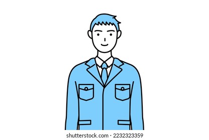 Simple line drawing of a Man in work clothes.
