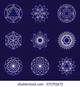 Simple line drawing mandala vector, sacred geometry