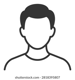 Simple line drawing of a man's avatar icon, faceless and featureless, for user profiles