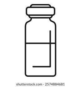 Simple line drawing of a medical vial showing the liquid level