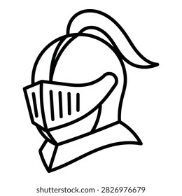 A simple line drawing of a medieval knight's helmet, evoking a sense of bravery and chivalry.