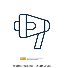 A simple line drawing of a megaphone, symbolizing communication and announcements.