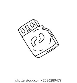 A simple line drawing of a memory card, typically used for data storage in devices like cameras and smartphones.