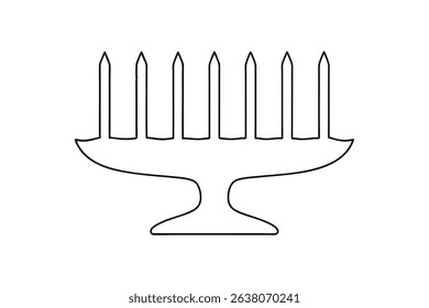 Simple line drawing of a menorah for hanukkah