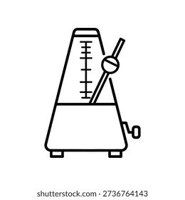 Simple line drawing of a metronome, a device used to keep a steady tempo in music.