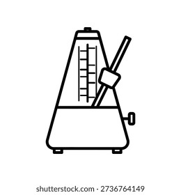 Simple line drawing of a metronome, a device used to keep a steady tempo in music.