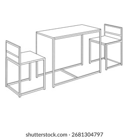 A simple line drawing of a minimalist bistro set.