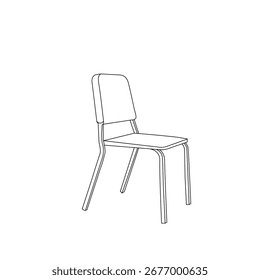 Dibujo de línea simple de una silla de comedor moderna