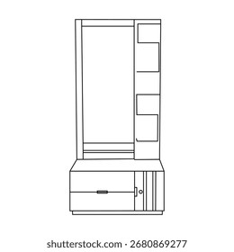 Dibujo de línea simple de un tocador moderno.