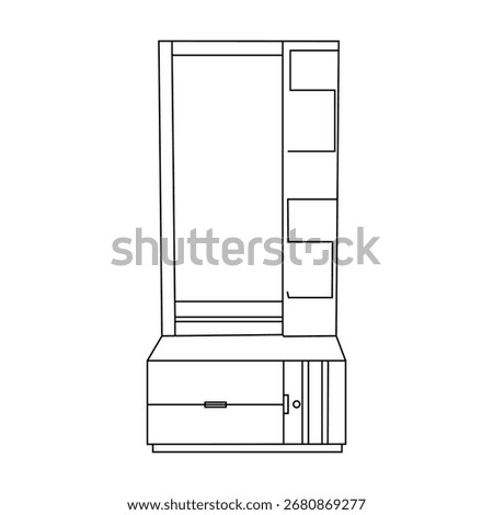 Simple line drawing of a modern dressing table.